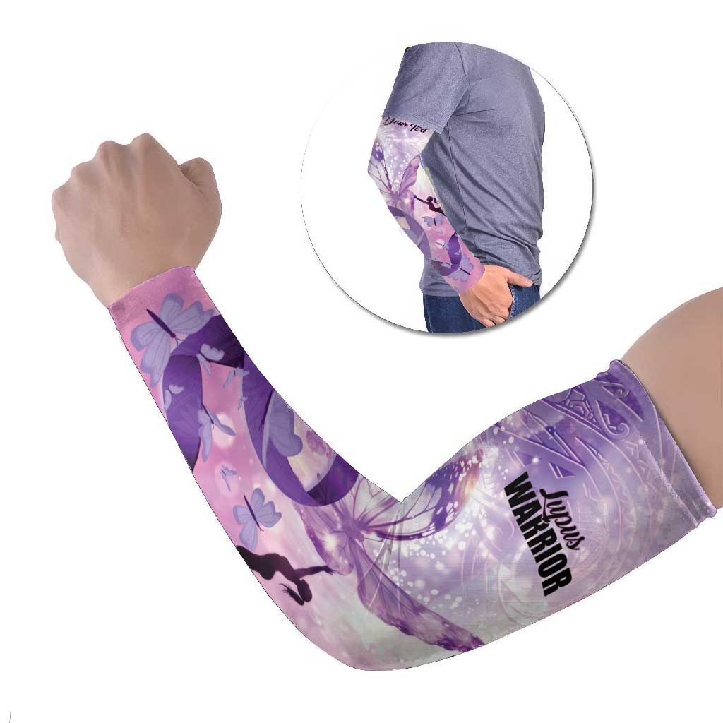 Personalized Polynesian Lupus Awareness Arm Sleeves Butterfly Hologram Lupus Warrior