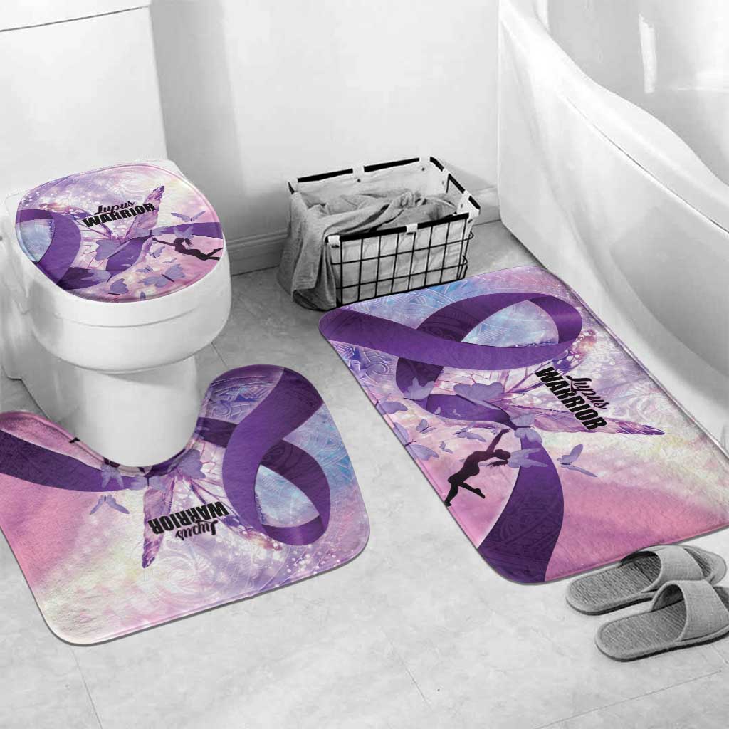 Polynesian Lupus Awareness Bathroom Set Butterfly Hologram Lupus Warrior