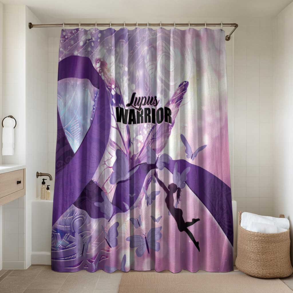 Polynesian Lupus Awareness Bathroom Set Butterfly Hologram Lupus Warrior