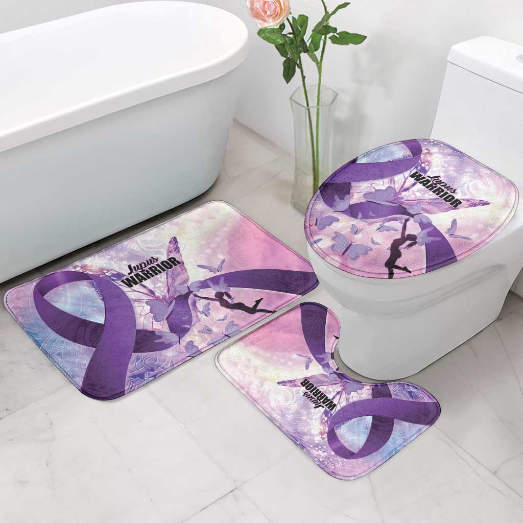 Polynesian Lupus Awareness Bathroom Set Butterfly Hologram Lupus Warrior