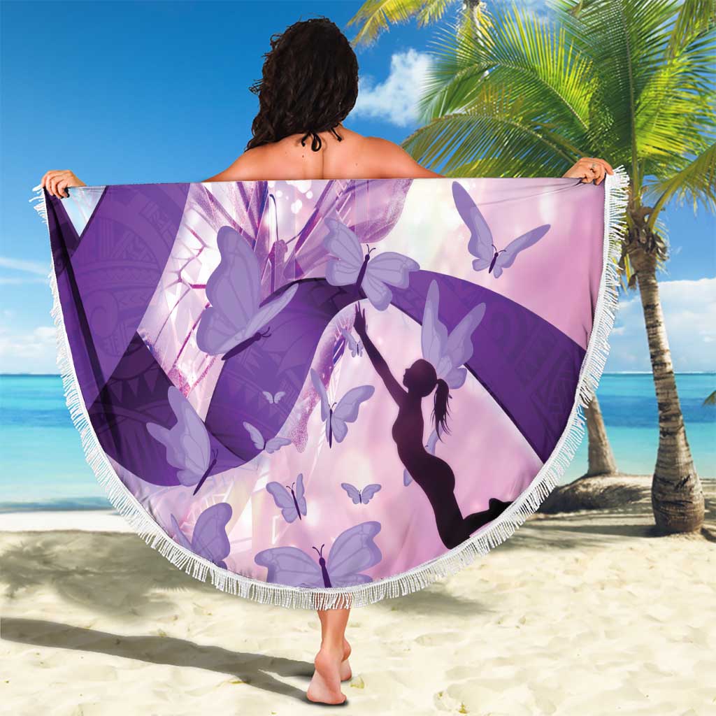 Polynesian Lupus Awareness Beach Blanket Butterfly Hologram Lupus Warrior