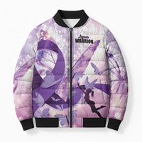 Personalized Polynesian Lupus Awareness Bomber Puffer Jacket Butterfly Hologram Lupus Warrior