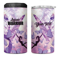 Personalized Polynesian Lupus Awareness 4 in 1 Can Cooler Tumbler Butterfly Hologram Lupus Warrior
