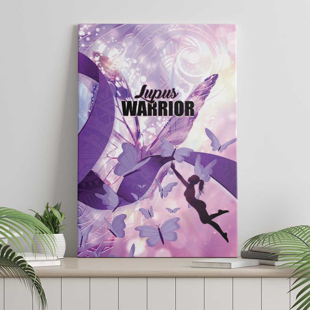 Polynesian Lupus Awareness Canvas Wall Art Butterfly Hologram Lupus Warrior