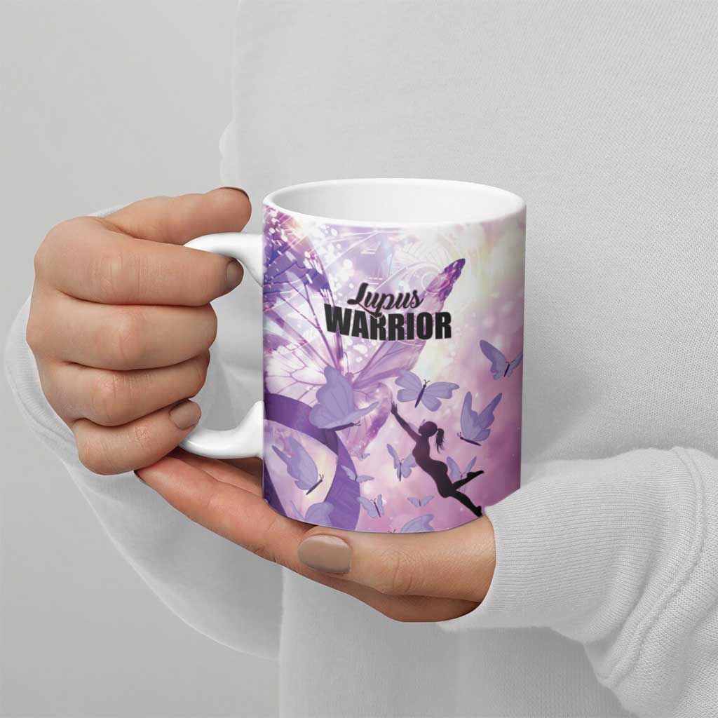 Personalized Polynesian Lupus Awareness Ceramic Mug Butterfly Hologram Lupus Warrior