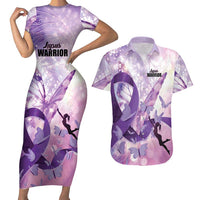 Personalized Polynesian Lupus Awareness Couples Matching Short Sleeve Bodycon Dress and Hawaiian Shirt Butterfly Hologram Lupus Warrior