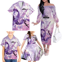 Personalized Polynesian Lupus Awareness Family Matching Off The Shoulder Long Sleeve Dress and Hawaiian Shirt Butterfly Hologram Lupus Warrior LT01 - Polynesian Pride