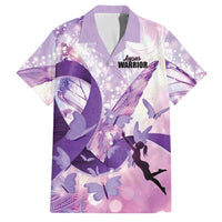 Personalized Polynesian Lupus Awareness Family Matching Off Shoulder Maxi Dress and Hawaiian Shirt Butterfly Hologram Lupus Warrior LT01 Dad's Shirt - Short Sleeve Purple - Polynesian Pride