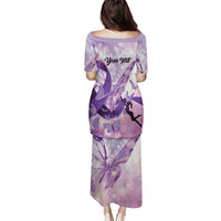 Personalized Polynesian Lupus Awareness Family Matching Puletasi and Hawaiian Shirt Butterfly Hologram Lupus Warrior