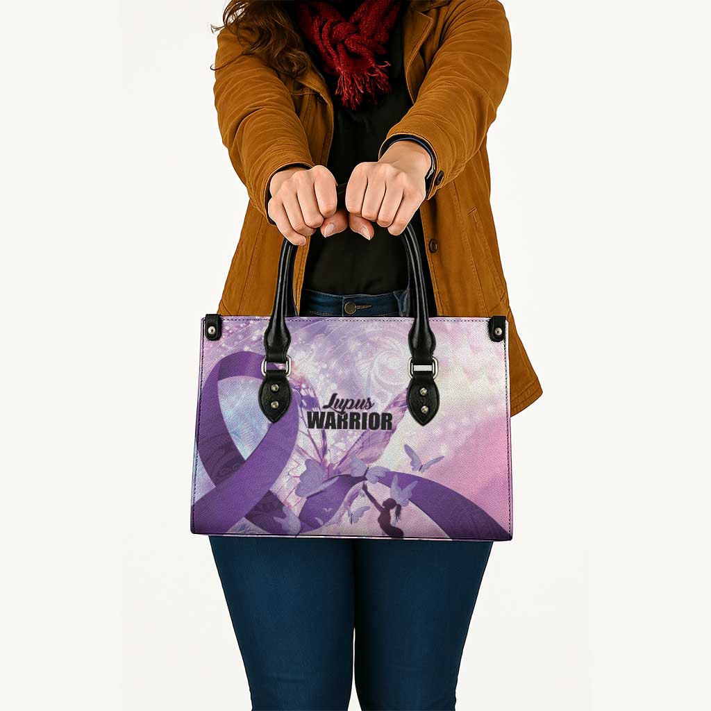 Polynesian Lupus Awareness Leather Bag Butterfly Hologram Lupus Warrior