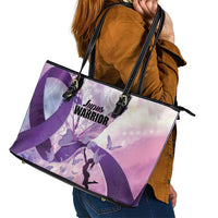 Polynesian Lupus Awareness Leather Tote Bag Butterfly Hologram Lupus Warrior