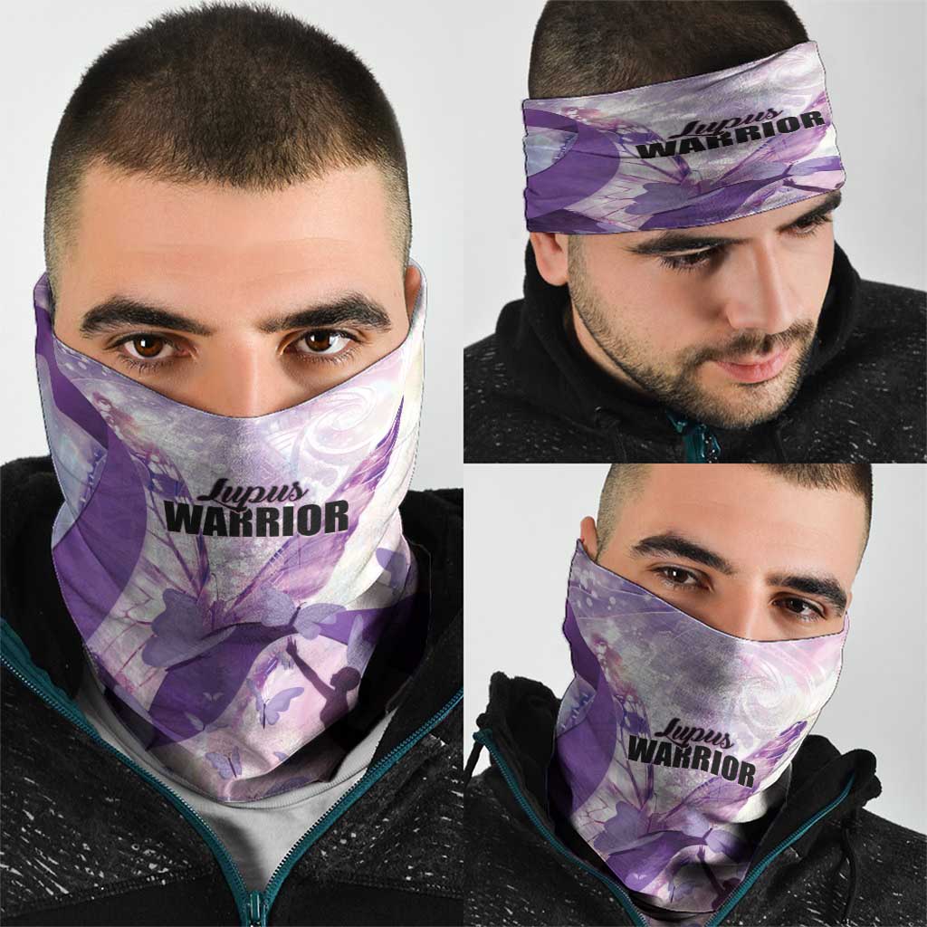 Polynesian Lupus Awareness Neck Gaiter Butterfly Hologram Lupus Warrior
