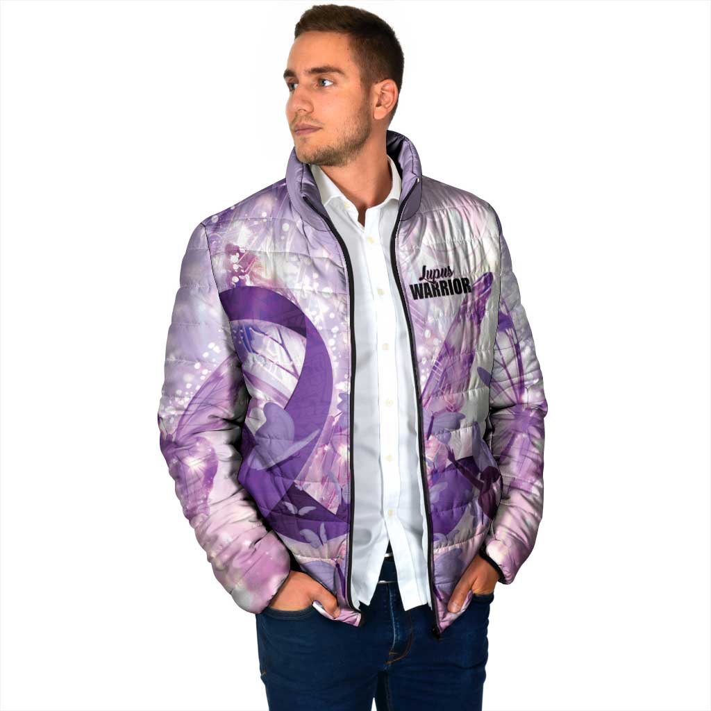 Personalized Polynesian Lupus Awareness Padded Jacket Butterfly Hologram Lupus Warrior