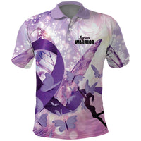 Personalized Polynesian Lupus Awareness Polo Shirt Butterfly Hologram Lupus Warrior