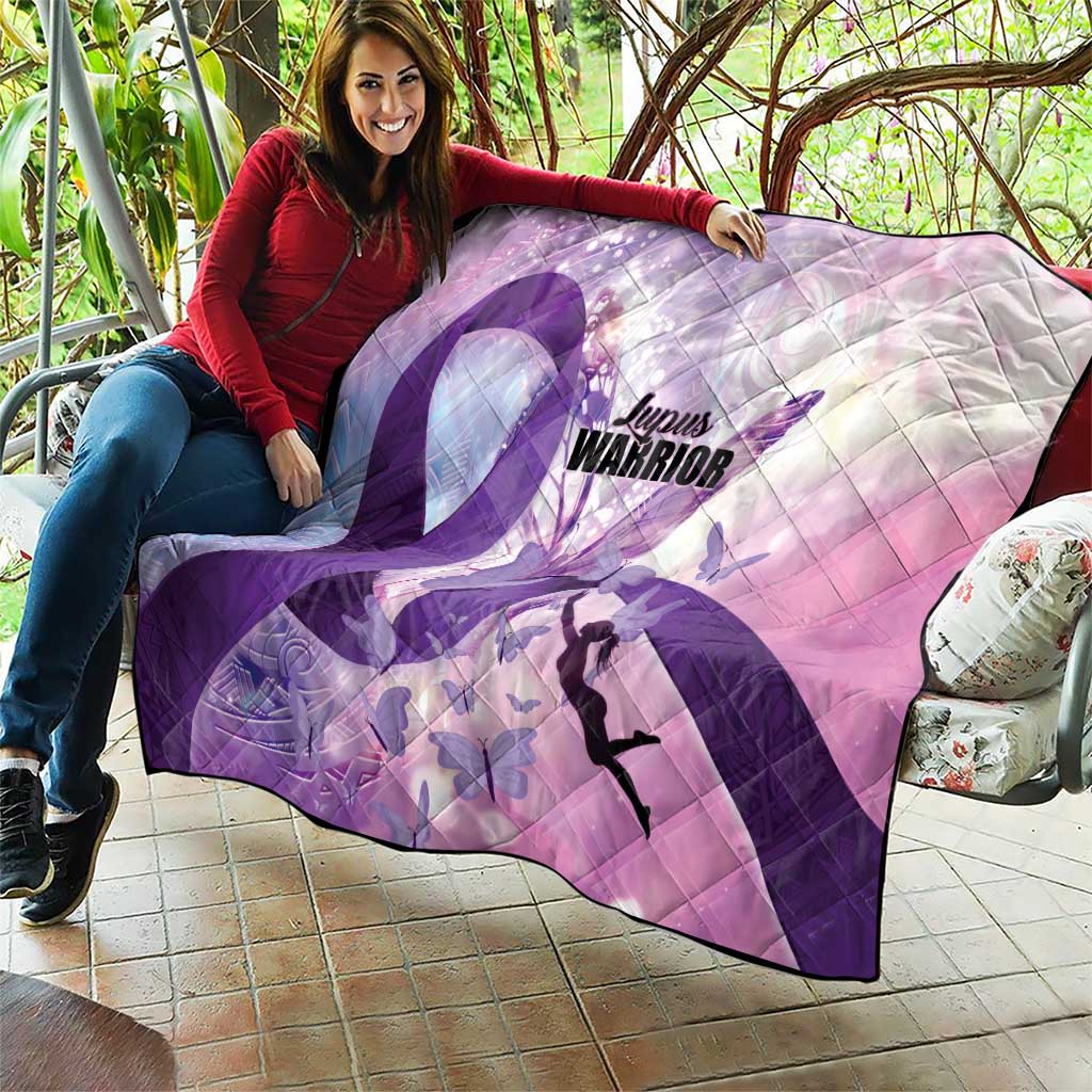 Polynesian Lupus Awareness Quilt Butterfly Hologram Lupus Warrior
