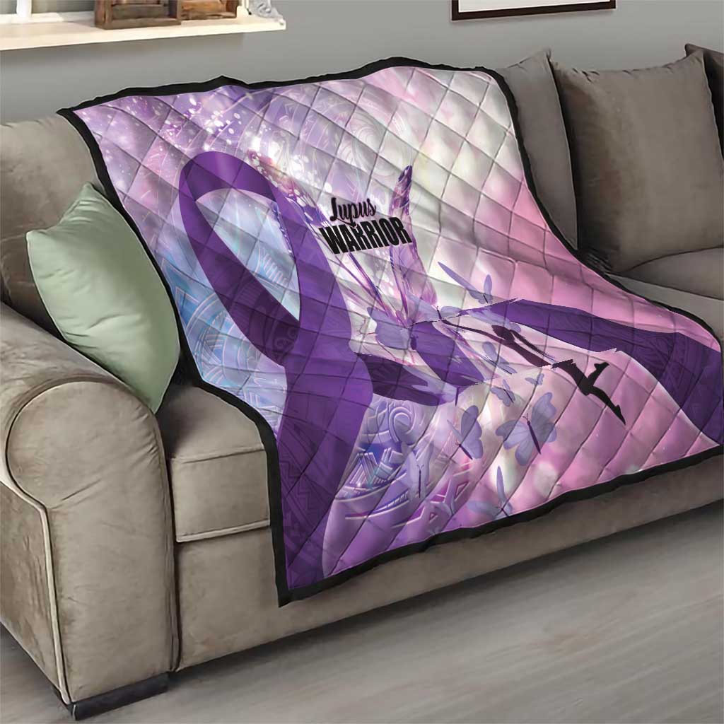 Polynesian Lupus Awareness Quilt Butterfly Hologram Lupus Warrior