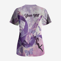 Personalized Polynesian Lupus Awareness Scrub Top Butterfly Hologram Lupus Warrior