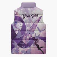 Personalized Polynesian Lupus Awareness Sleeveless Puffer Jacket Butterfly Hologram Lupus Warrior