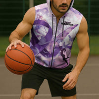 Personalized Polynesian Lupus Awareness Sleeveless Zip Hoodie Butterfly Hologram Lupus Warrior