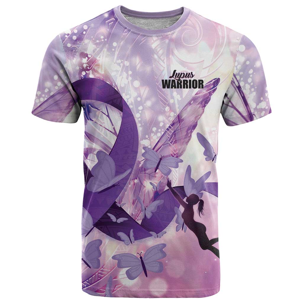 Personalized Polynesian Lupus Awareness T Shirt Butterfly Hologram Lupus Warrior