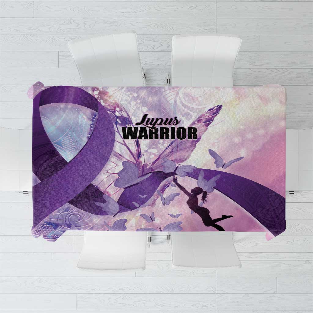 Polynesian Lupus Awareness Tablecloth Butterfly Hologram Lupus Warrior