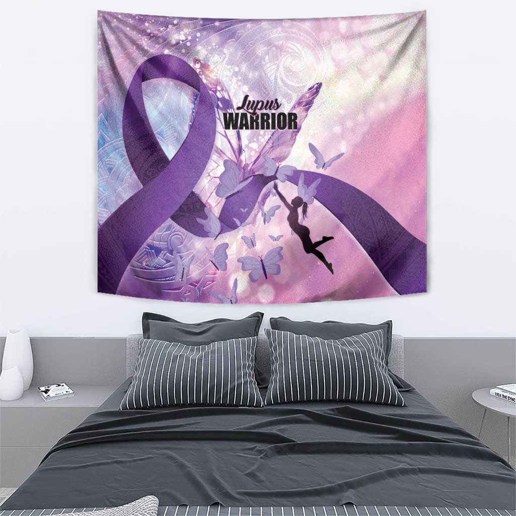 Polynesian Lupus Awareness Tapestry Butterfly Hologram Lupus Warrior