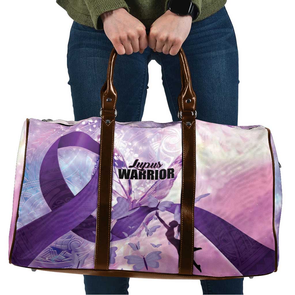 Polynesian Lupus Awareness Travel Bag Butterfly Hologram Lupus Warrior