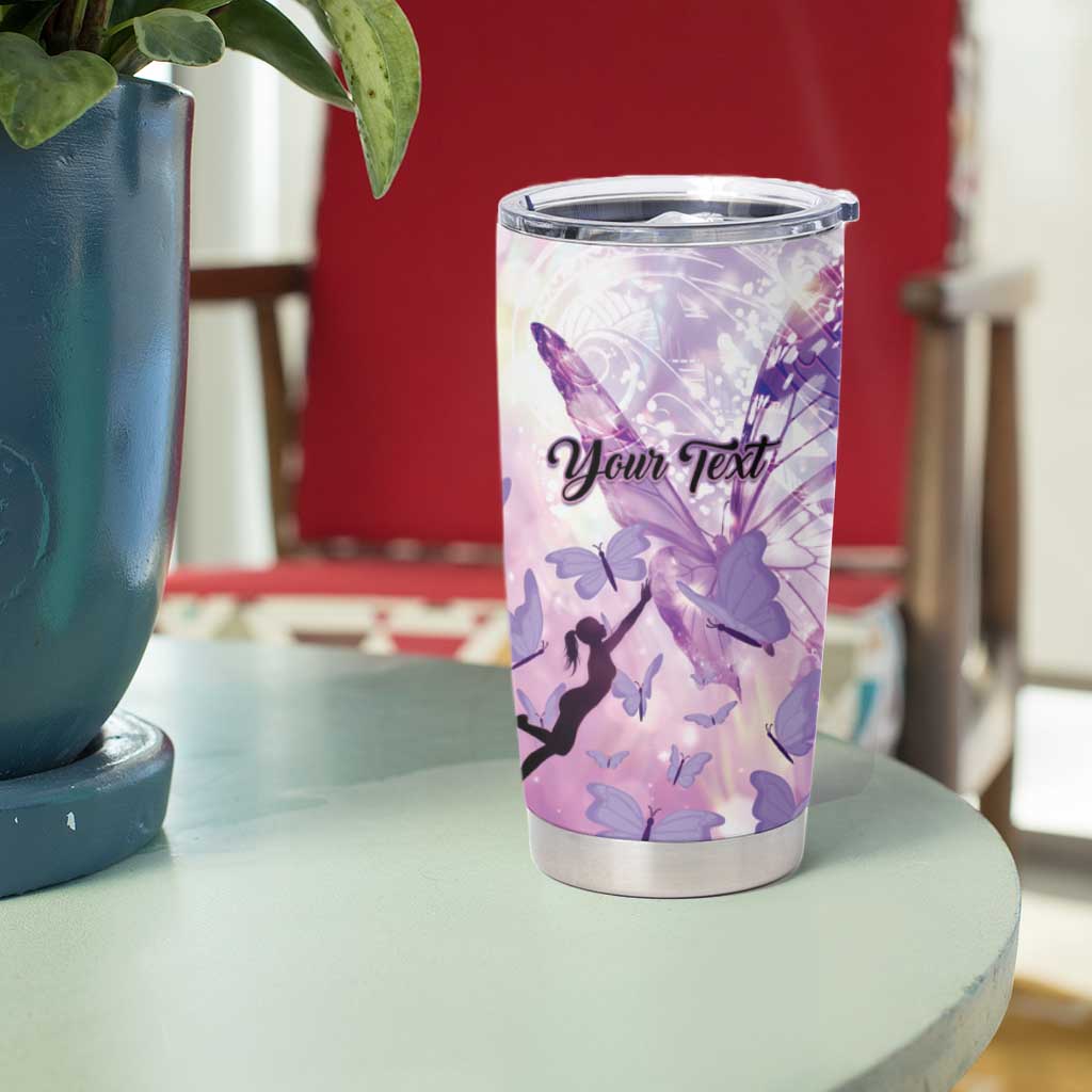 Personalized Polynesian Lupus Awareness Tumbler Cup Butterfly Hologram Lupus Warrior