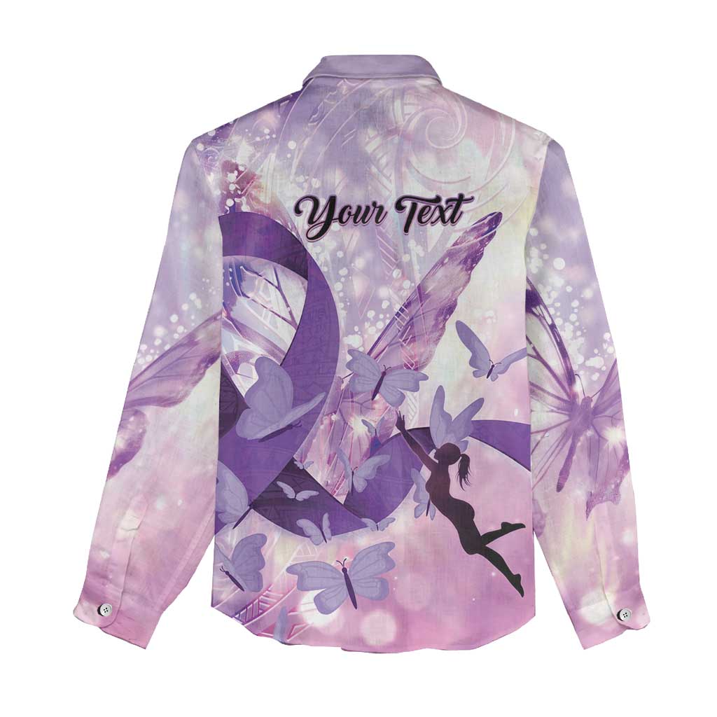 Personalized Polynesian Lupus Awareness Women Casual Shirt Butterfly Hologram Lupus Warrior