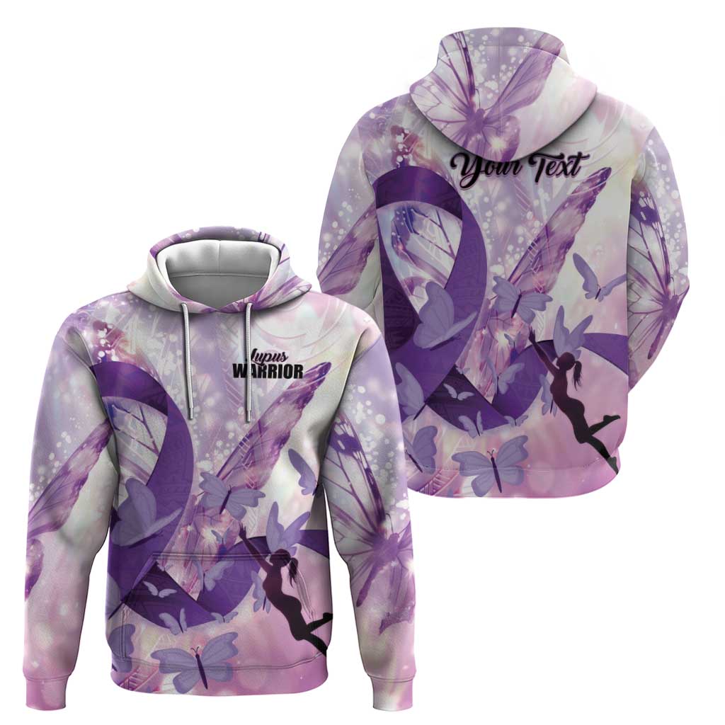 Personalized Polynesian Lupus Awareness Zip Hoodie Butterfly Hologram Lupus Warrior