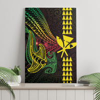 Hawaii Kakau Hammerhead Shark Canvas Wall Art Neon Plumeria Pattern