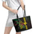 Hawaii Kakau Hammerhead Shark Leather Tote Bag Neon Plumeria Pattern