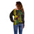 Hawaii Kakau Hammerhead Shark Off Shoulder Sweater Neon Plumeria Pattern