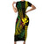 Hawaii Kakau Hammerhead Shark Short Sleeve Bodycon Dress Neon Plumeria Pattern