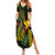 Hawaii Kakau Hammerhead Shark Summer Maxi Dress Neon Plumeria Pattern