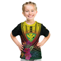 Hawaii Kanaka Maoli Flag Day Kid T Shirt Tropical Flowers