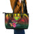 Hawaii Kanaka Maoli Flag Day Leather Tote Bag Tropical Flowers