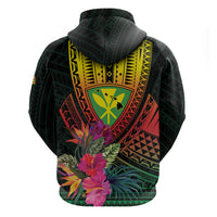 Hawaii Kanaka Maoli Flag Day Zip Hoodie Tropical Flowers