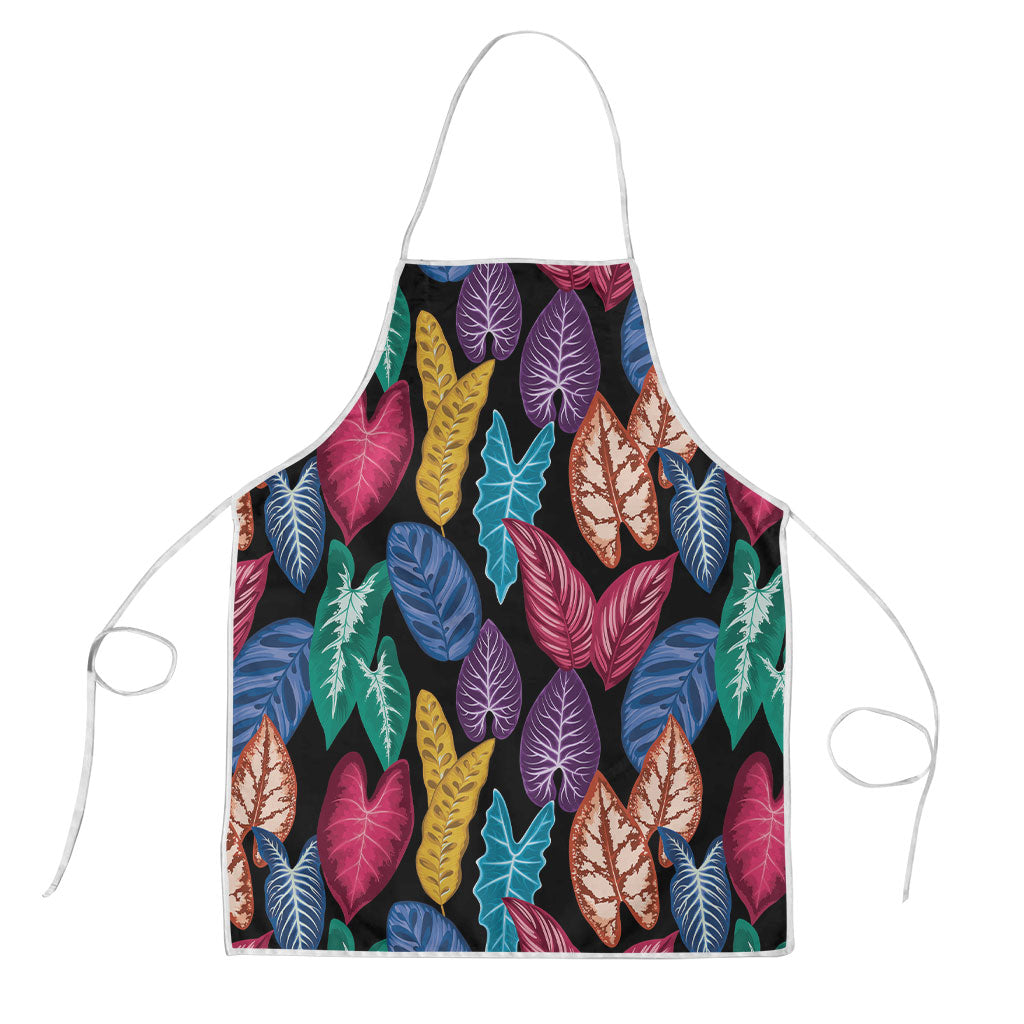 Hawaii Colorful Tropical Leaves Apron LT01 Black - Polynesian Pride