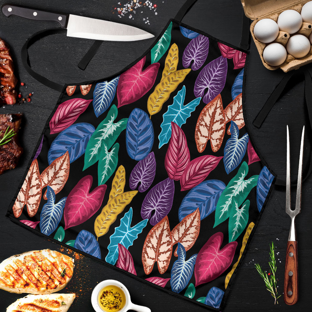 Hawaii Colorful Tropical Leaves Apron LT01 Black - Polynesian Pride