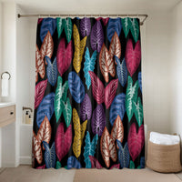 Hawaii Colorful Tropical Leaves Bathroom Set LT01 Shower Curtain Only Black - Polynesian Pride