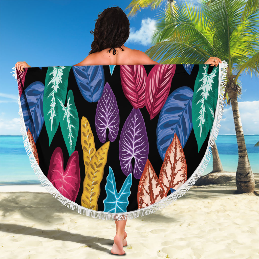 Hawaii Colorful Tropical Leaves Beach Blanket LT01 - Polynesian Pride