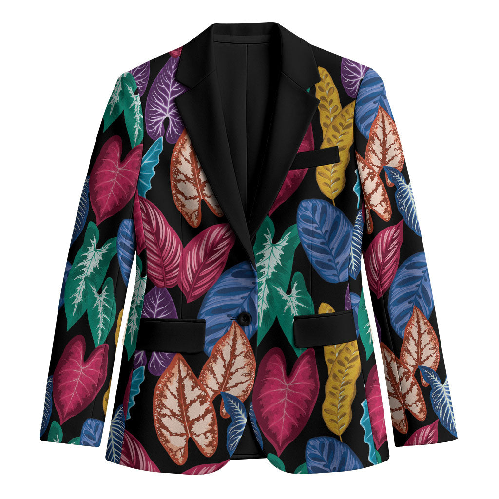 Hawaii Colorful Tropical Leaves Blazer LT01 Unisex Black - Polynesian Pride
