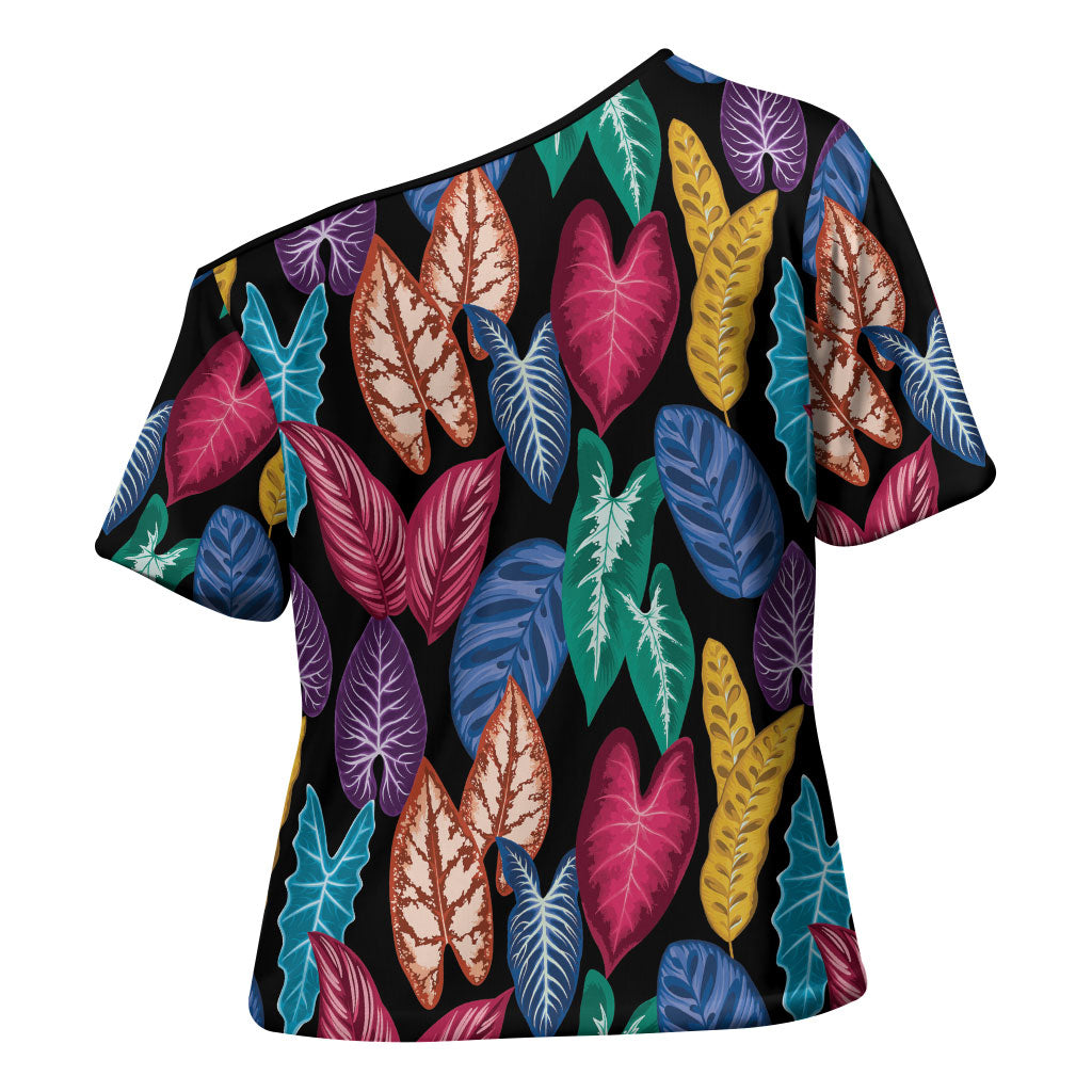 Hawaii Colorful Tropical Leaves Cross Shoulder Shirt LT01 - Polynesian Pride