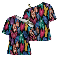 Hawaii Colorful Tropical Leaves Cross Shoulder Shirt LT01 - Polynesian Pride