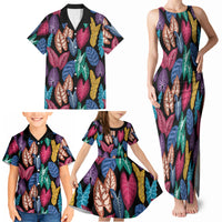 Hawaii Colorful Tropical Leaves Family Matching Tank Maxi Dress and Hawaiian Shirt LT01 - Polynesian Pride