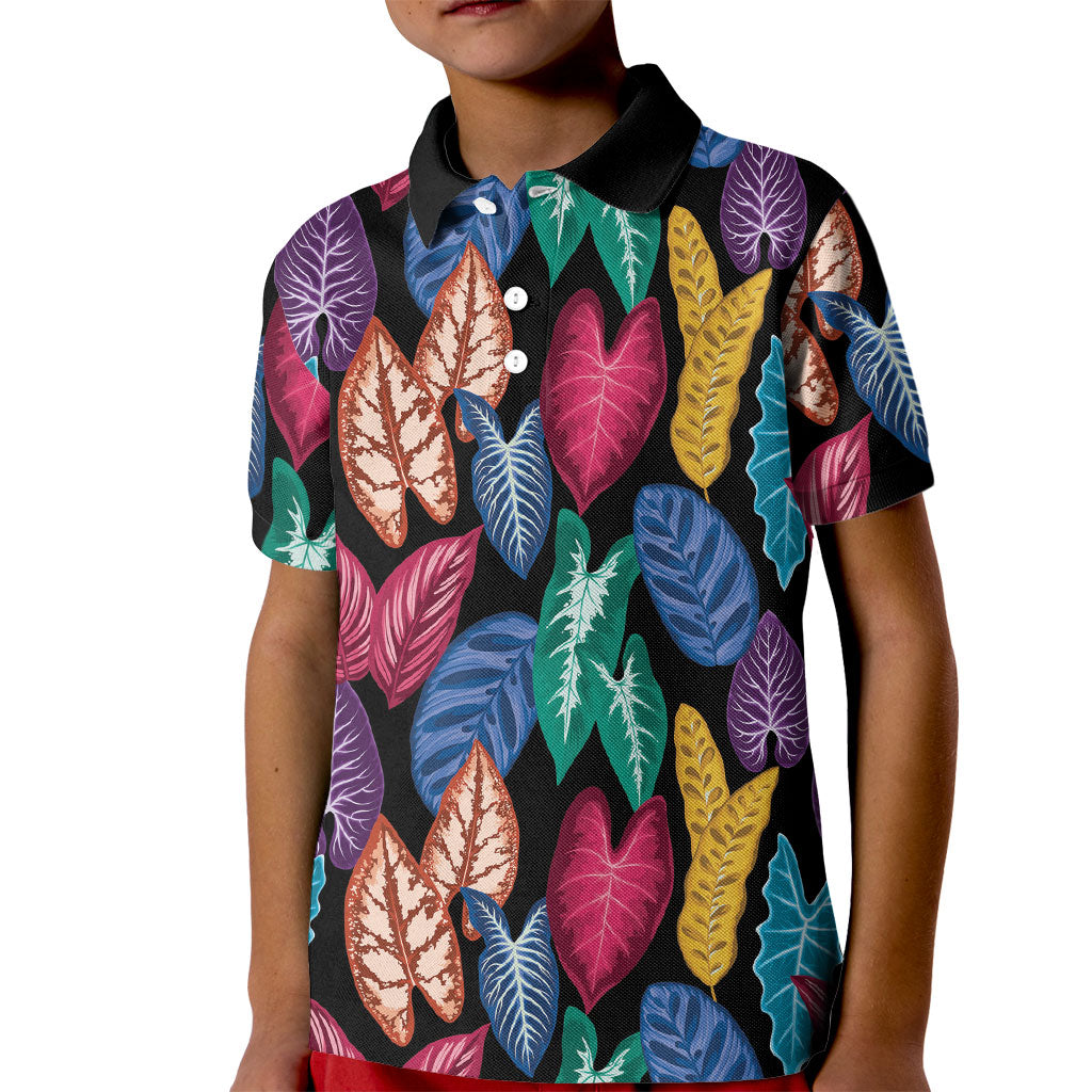Hawaii Colorful Tropical Leaves Kid Polo Shirt