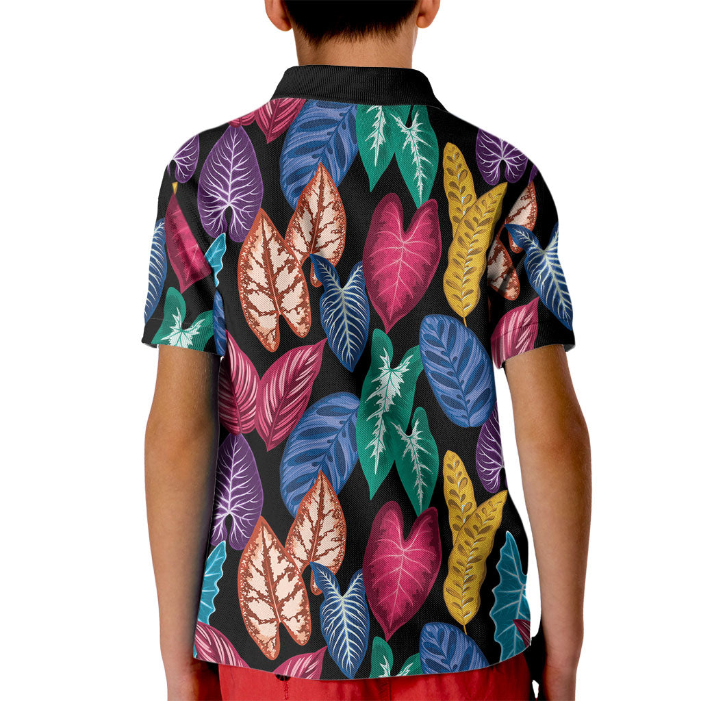 Hawaii Colorful Tropical Leaves Kid Polo Shirt