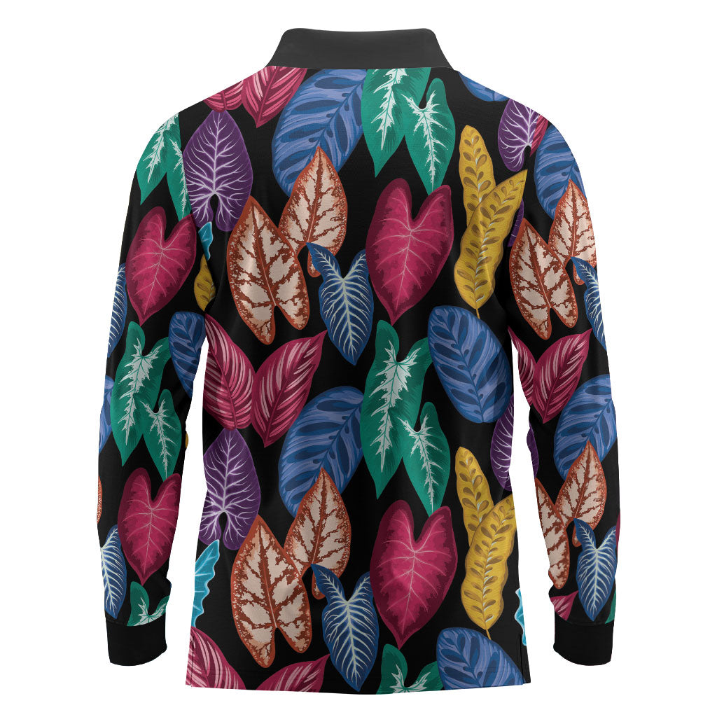 Hawaii Colorful Tropical Leaves Long Sleeve Polo Shirt LT01 - Polynesian Pride