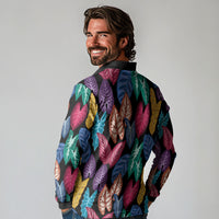 Hawaii Colorful Tropical Leaves Long Sleeve Polo Shirt LT01 - Polynesian Pride